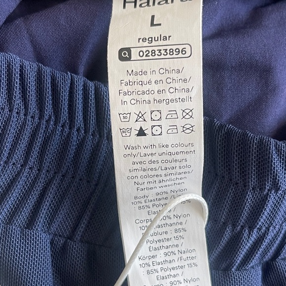 Halara High Waisted Mesh Wide Leg Pants Navy Blue L NWT Athleisure Travel Flowy - Picture 4 of 6